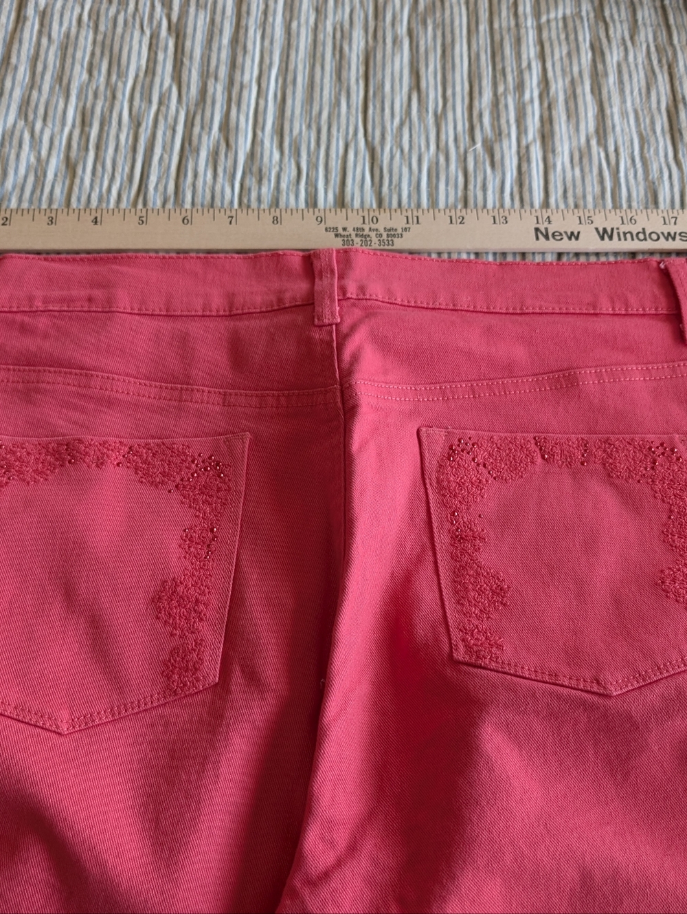 Gloria Vanderbilt Coral Denim Shorts Size 16 Embellished Pockets